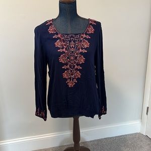 Lucky brand size large navy boho blouse